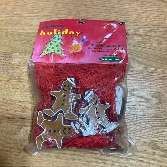 Vintage Gingerbread Man String Lights NEW Primal 1996 Brown Home Christmas - Picture 2 of 5